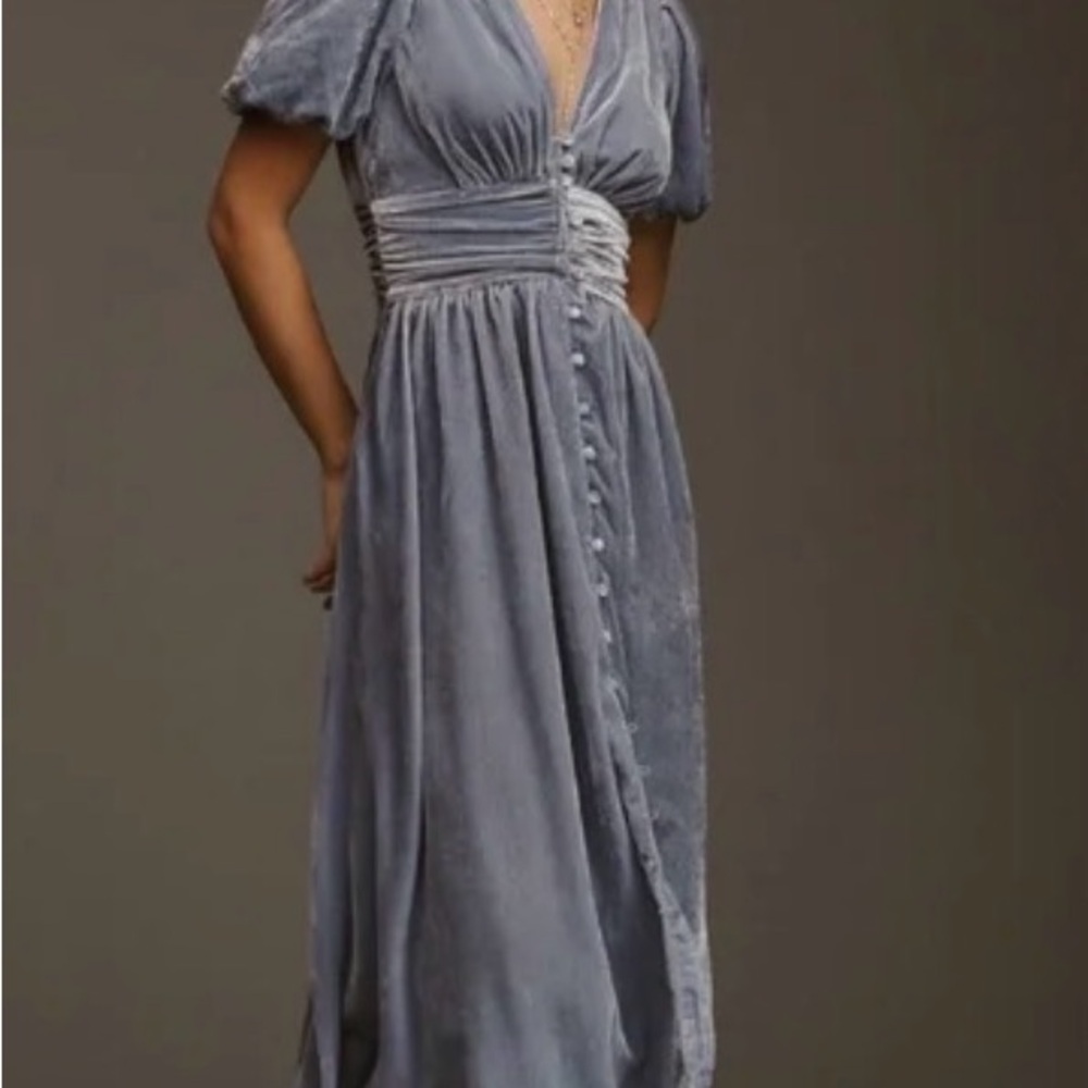 Anthropologie Dusty Blue Sometset Maxi Dress